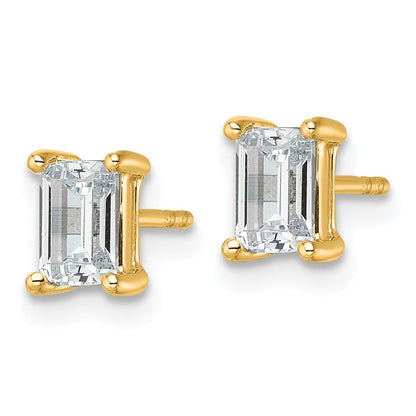 14K Yellow Gold 1 1/2 Ctw Lab Grown Diamond Vs+ F+ Emerald 4 Prong Heavy Wt. Stud Earrings