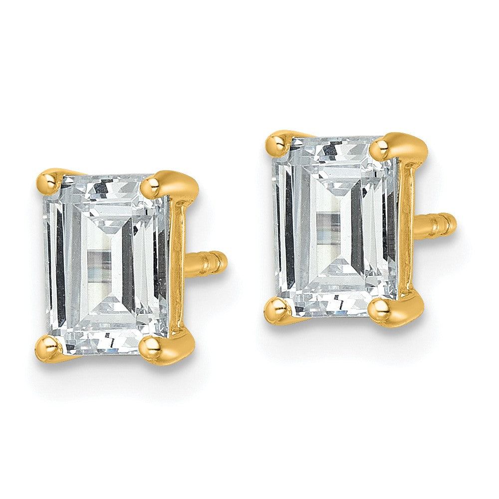 14K Yellow Gold 2 Ctw Lab Grown Diamond Vs+ F+ Emerald 4 Prong Heavy Wt. Stud Earrings