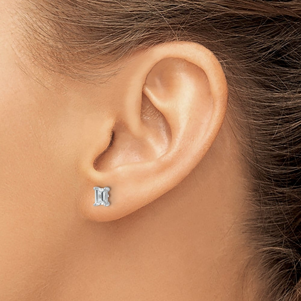 14K Yellow Gold 2 Ctw Lab Grown Diamond Vs+ F+ Emerald 4 Prong Heavy Wt. Stud Earrings