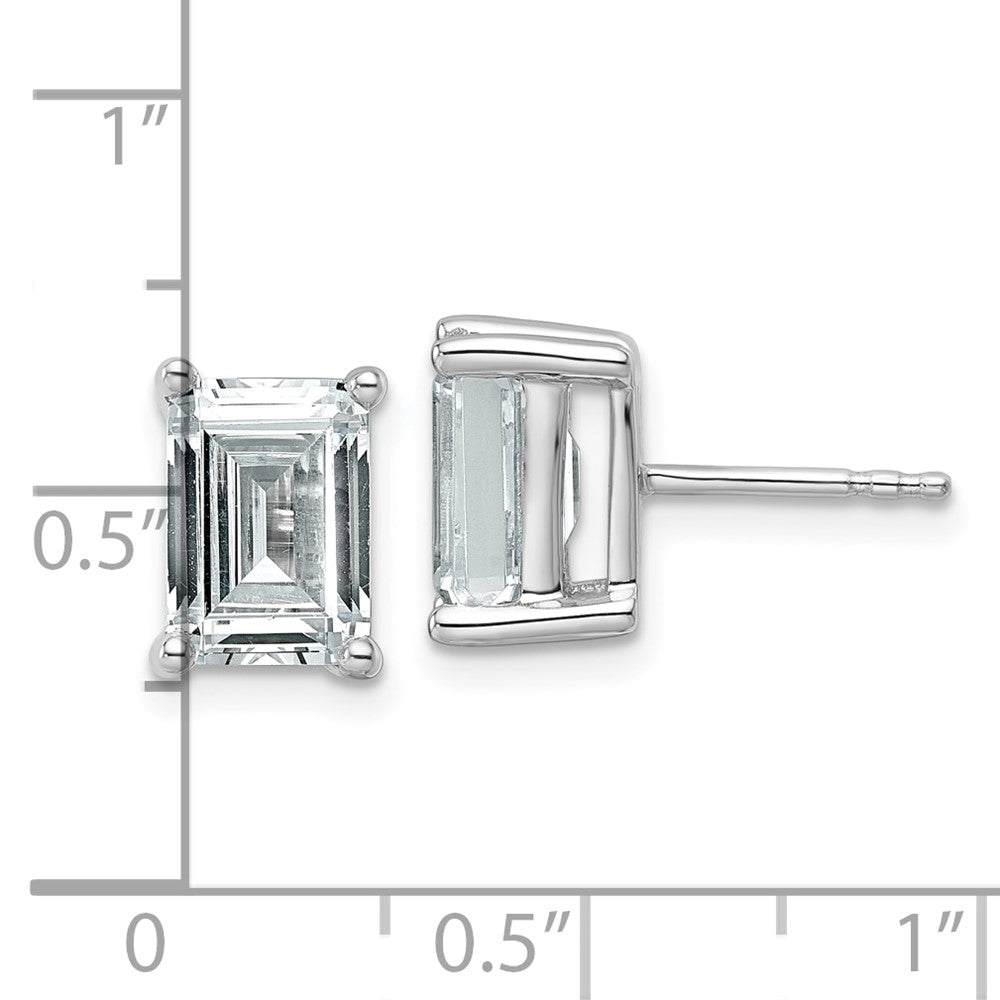 14K White Gold 4 Ctw Certified Lab Grown Diamond Vs+ F+ Emerald Prong Heavy Wt. Stud Earrings