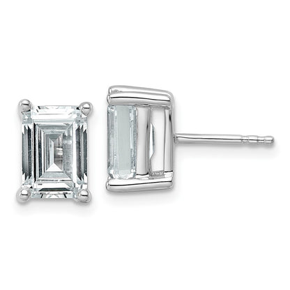 14K White Gold 4 Ctw Certified Lab Grown Diamond Vs+ F+ Emerald Prong Heavy Wt. Stud Earrings