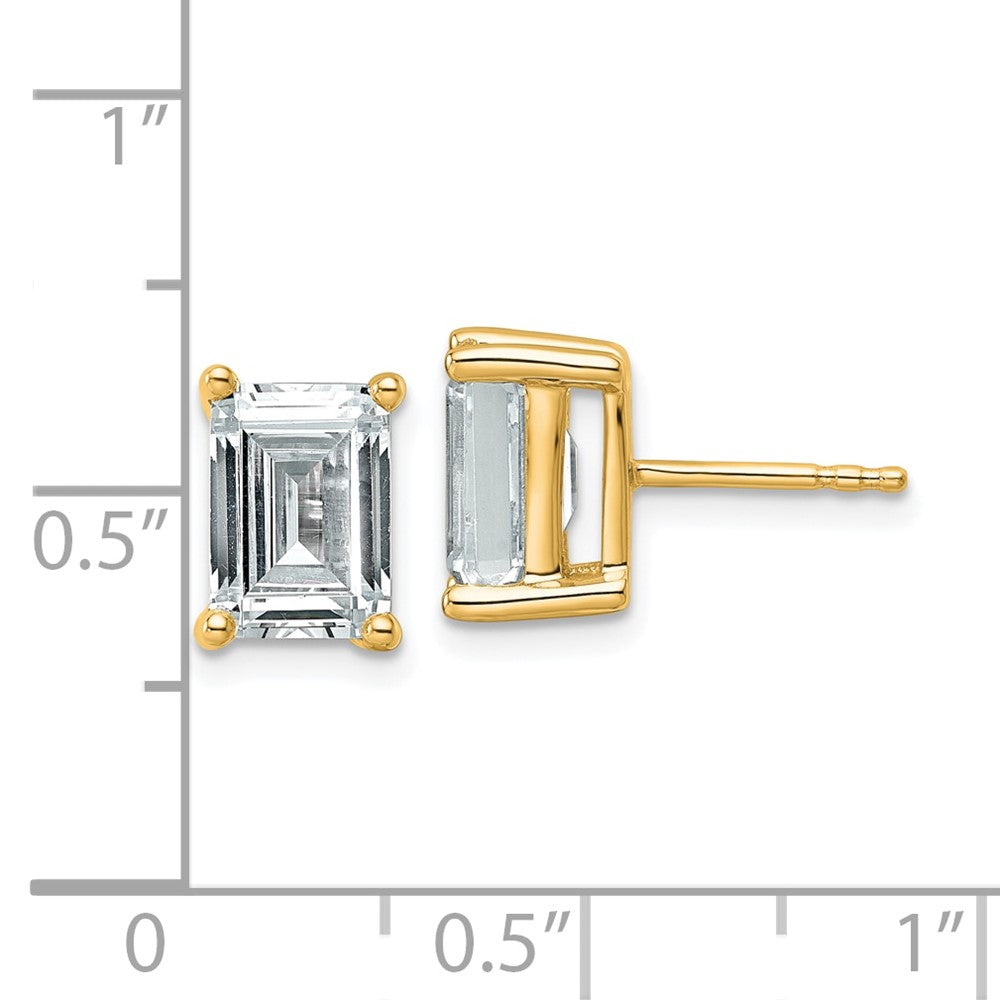 14K Yellow Gold 4 Ctw Certified Lab Grown Diamond Vs+ F+ Emerald Prong Heavy Wt. Stud Earrings