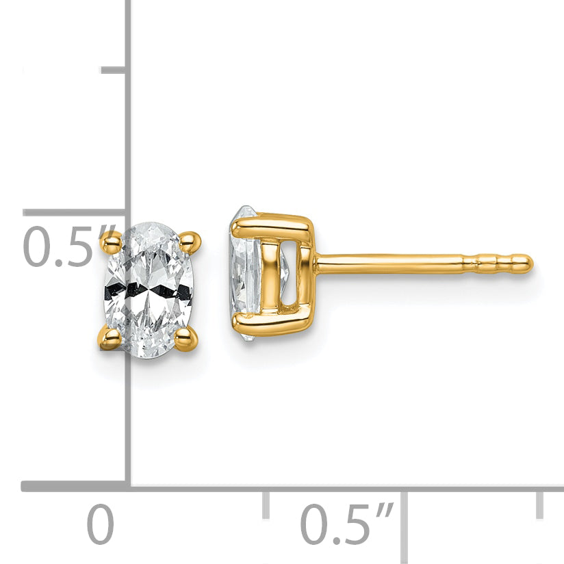 14k Yellow Gold 3/4 ctw Lab Grown Diamond VS/SI+ G+ Oval 4 Prong Heavy Wt. Stud Earrings