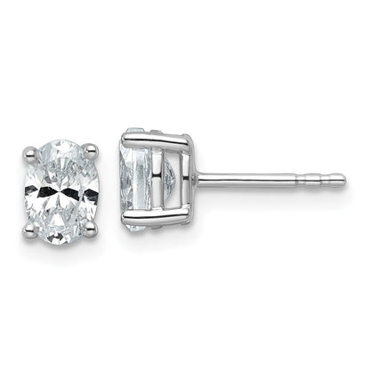 14K White Gold 1 Carat Lab Grown Diamond Vs+ F+ Complete Oval Four Prong Stud Earrings