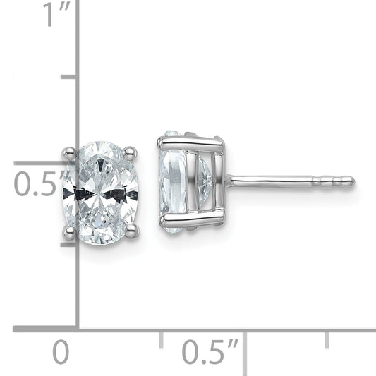 14k White Gold 1 1/2 ctw Lab Grown Diamond VS/SI+ G+ Oval 4 Prong Heavy Wt. Stud Earrings