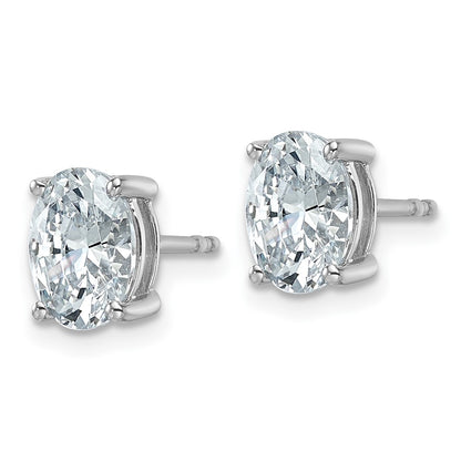 14k White Gold 2 ctw Certified Lab Grown Diamond VS/SI+ G+ Oval 4 Prong Heavy Wt. Stud Earrings