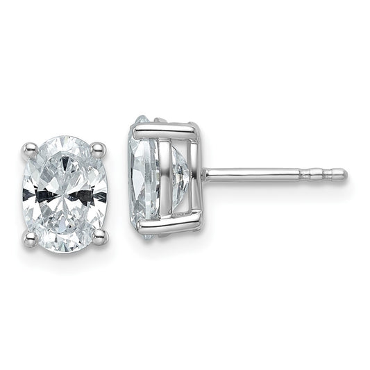 14k White Gold 2 ctw Lab Grown Diamond VS/SI+ G+ Oval 4 Prong Heavy Wt. Stud Earrings