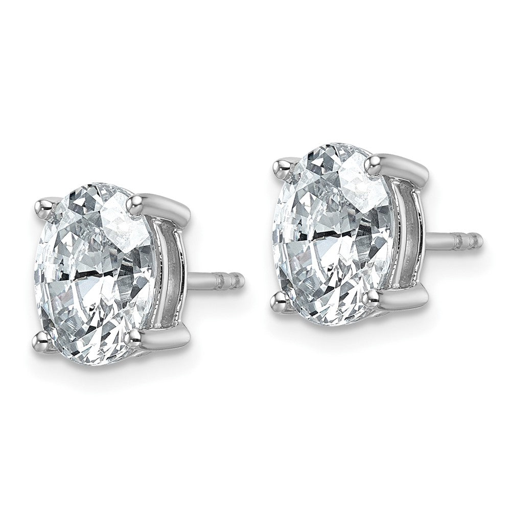 14K White Gold 3 Carat Lab Grown Diamond Vs+ F+ Complete Oval Four Prong Stud Earrings