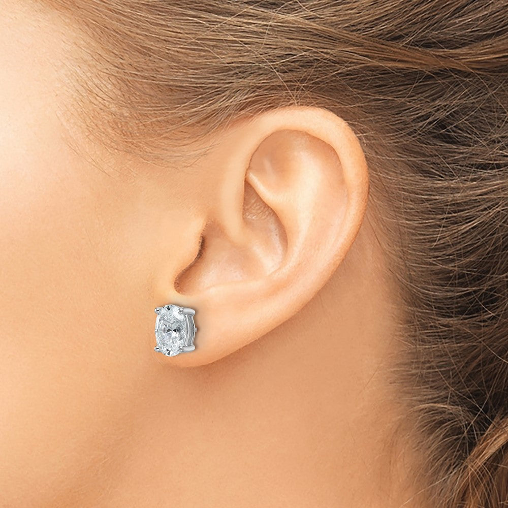 14k White Gold 4 ctw Certified Lab Grown Diamond VS/SI+ G+ Oval 4 Prong Heavy Wt. Stud Earrings
