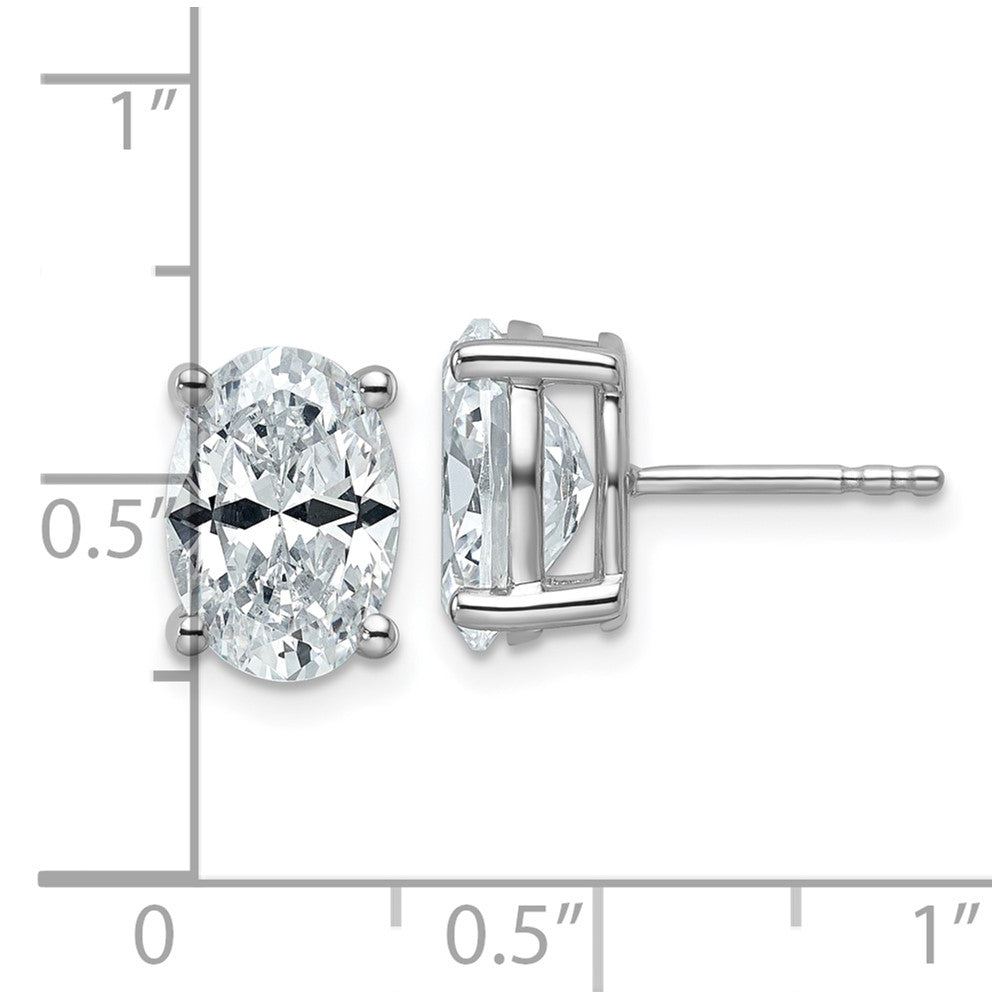 14k White Gold 4 ctw Certified Lab Grown Diamond VS/SI+ G+ Oval 4 Prong Heavy Wt. Stud Earrings