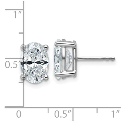 14k White Gold 4 ctw Certified Lab Grown Diamond VS/SI+ G+ Oval 4 Prong Heavy Wt. Stud Earrings