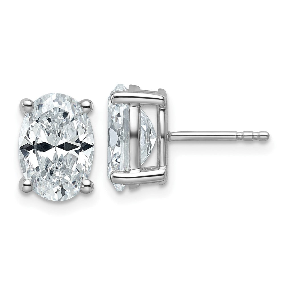 14k White Gold 4 ctw Certified Lab Grown Diamond VS/SI+ G+ Oval 4 Prong Heavy Wt. Stud Earrings
