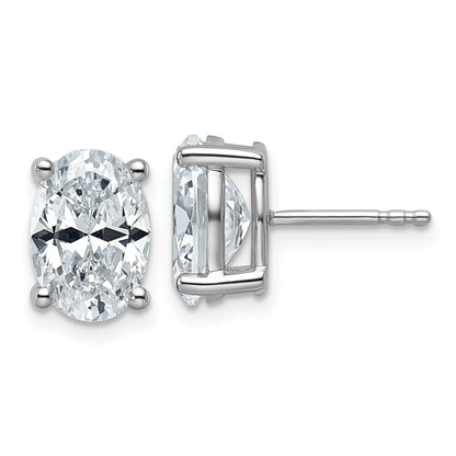14k White Gold 4 ctw Certified Lab Grown Diamond VS/SI+ G+ Oval 4 Prong Heavy Wt. Stud Earrings