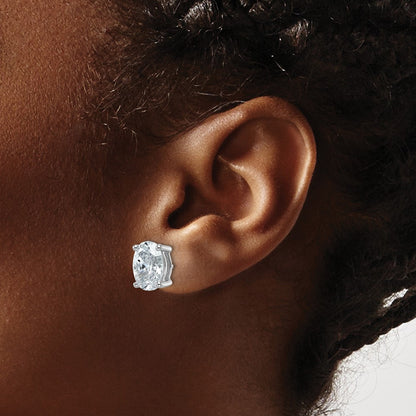 14k White Gold 5 ctw Lab Grown Diamond VS/SI+ G+ Oval 4 Prong Heavy Wt. Stud Earrings