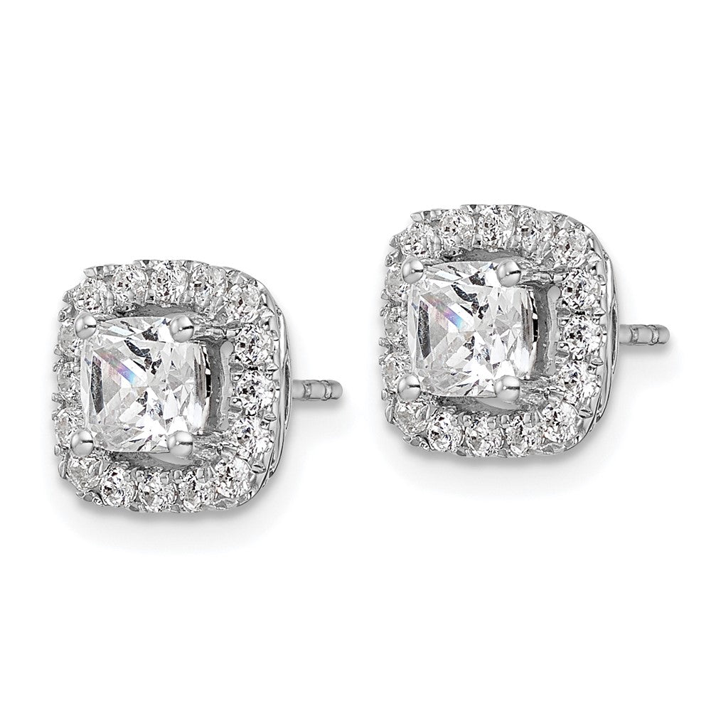 14k White Gold 3/8 Ct. Lab Grown Diamond VS/SI+ G+ April Birthstone White Sapphire Halo Post Earrings