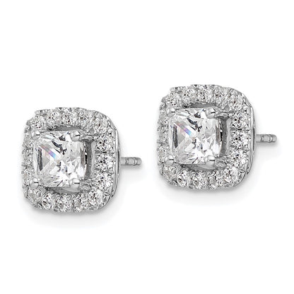 14k White Gold 3/8 Ct. Lab Grown Diamond VS/SI+ G+ April Birthstone White Sapphire Halo Post Earrings