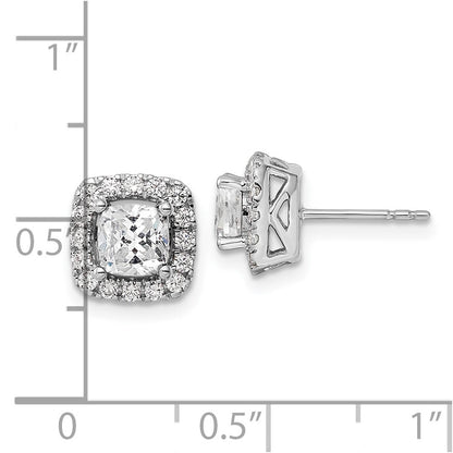 14k White Gold 3/8 Ct. Lab Grown Diamond VS/SI+ G+ April Birthstone White Sapphire Halo Post Earrings