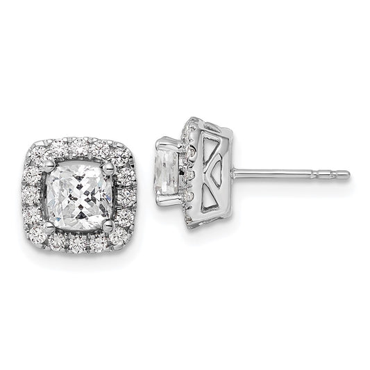 14k White Gold 3/8 Ct. Lab Grown Diamond VS/SI+ G+ April Birthstone White Sapphire Halo Post Earrings