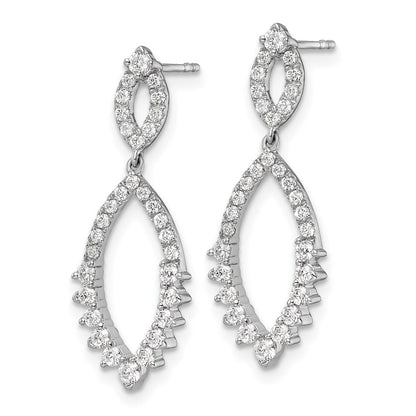 14k White Gold 7/8 Ct. Lab Grown Diamond VS/SI+ G+ Fashion Dangle Post Earrings