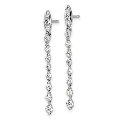14k White Gold 1 Ct. Lab Grown Diamond VS/SI+ G+ Dangle Post Earrings