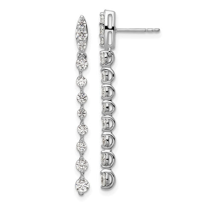 14k White Gold 1 Ct. Lab Grown Diamond VS/SI+ G+ Dangle Post Earrings