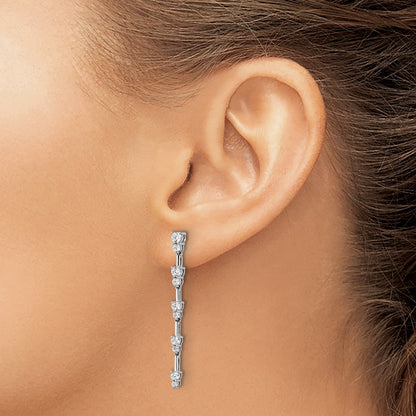 14k White Gold 1 Ct. Lab Grown Diamond VS/SI+ G+ Dangle Post Earrings