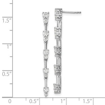 14k White Gold 1 Ct. Lab Grown Diamond VS/SI+ G+ Dangle Post Earrings