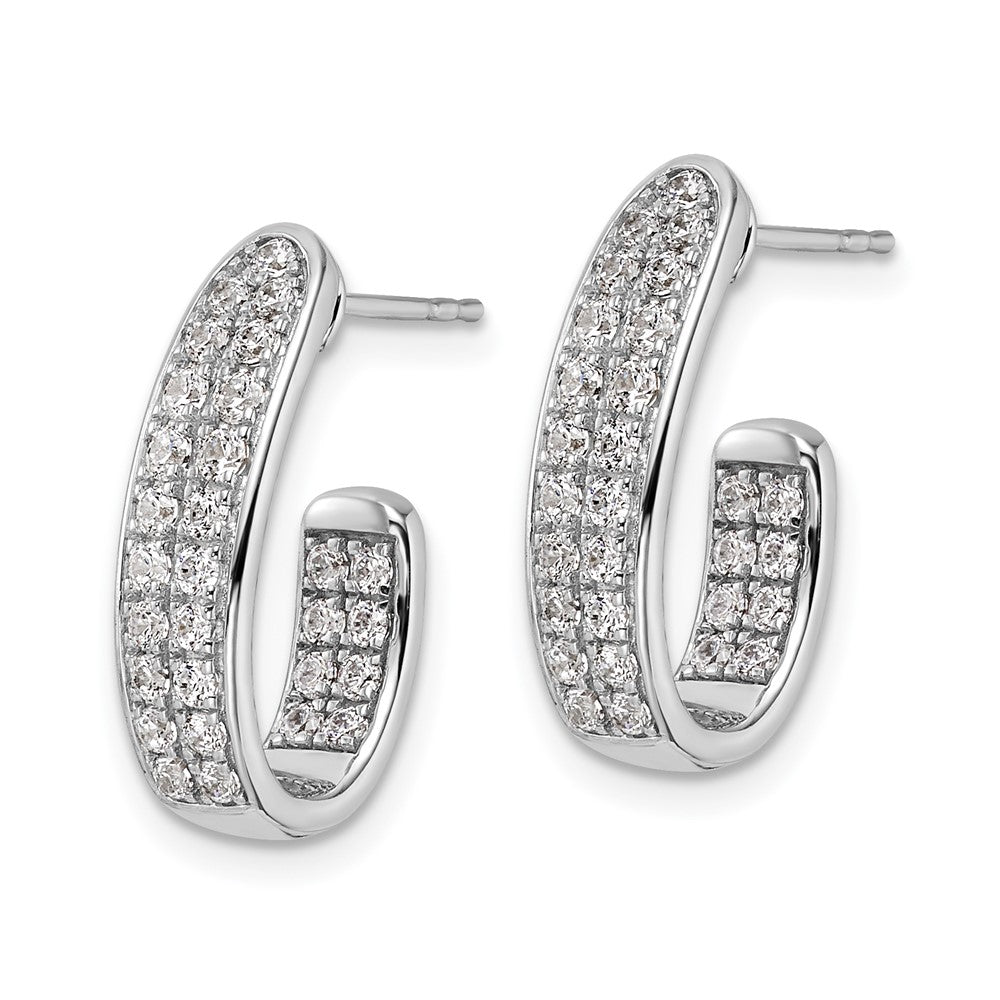14k White Gold 1 Ct. Lab Grown Diamond VS/SI+ G+ In and Out J-Hoop Hoop Earrings