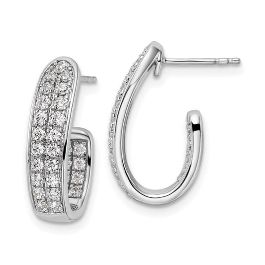 14k White Gold 1 Ct. Lab Grown Diamond VS/SI+ G+ In and Out J-Hoop Hoop Earrings