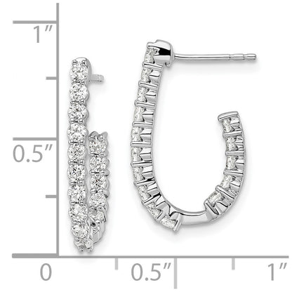 14k White Gold 1 Ct. Lab Grown Diamond VS/SI+ G+ In and Out J-Hoop Hoop Earrings