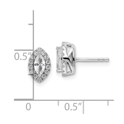 14k White Gold 1/5 Ct. Lab Grown Diamond VS/SI+ G+ and White Sapphire April Birthstone Post Earrings