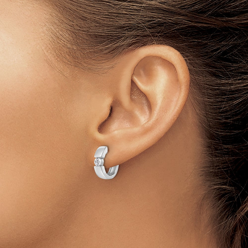 14K White Gold True Origin 1/4 Carat Lab Grown Diamond Vs Def Hinged Hoop Earrings