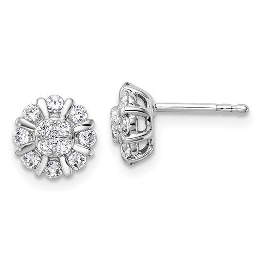 14k White Gold 1/2 Ct. Lab Grown Diamond VS/SI+ G+ Halo Post Earrings