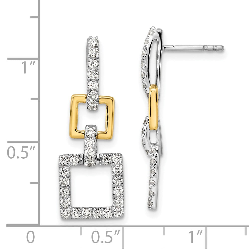 14k Two-Tone 3/4 Ct. Lab Grown Diamond VS/SI+ G+ Square Dangle Post Earrings