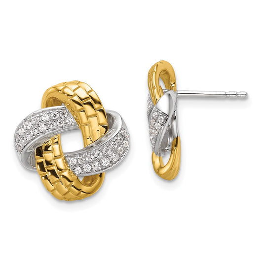 14k Two-Tone 1/3 Ct. Lab Grown Diamond VS/SI+ G+ Love Knot Post Earrings