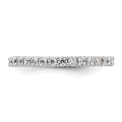 Solid Real 14k White Gold Polished Shared Prong 1/2ct CZ Eternity Wedding Band Ring