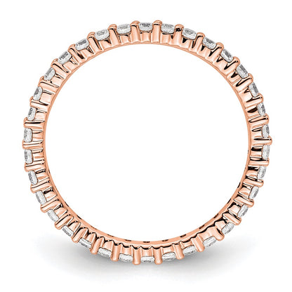 Solid Real 14k Rose Gold Polished Shared Prong 1/2ct CZ Eternity Wedding Band Ring