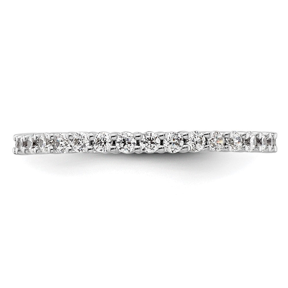 Solid Real 14k White Gold Polished Shared Prong 1/2ct CZ Eternity Wedding Band Ring