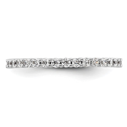 Solid Real 14k White Gold Polished Shared Prong 1/2ct CZ Eternity Wedding Band Ring