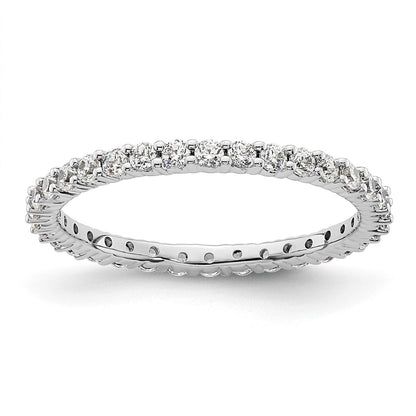 Solid Real 14k White Gold Polished Shared Prong 1/2ct CZ Eternity Wedding Band Ring