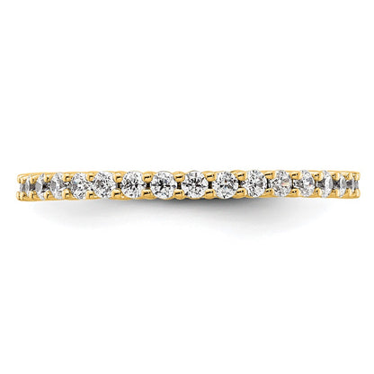Solid Real 14k Polished Shared Prong 1/2ct CZ Eternity Wedding Band Ring