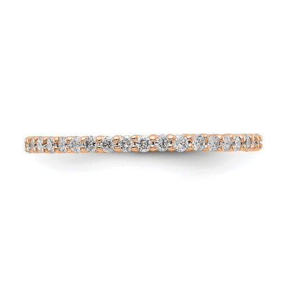Solid Real 14k Rose Gold Polished Shared Prong 1/2ct CZ Eternity Wedding Band Ring