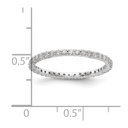 Solid Real 14k White Gold Polished Shared Prong 1/2ct CZ Eternity Wedding Band Ring