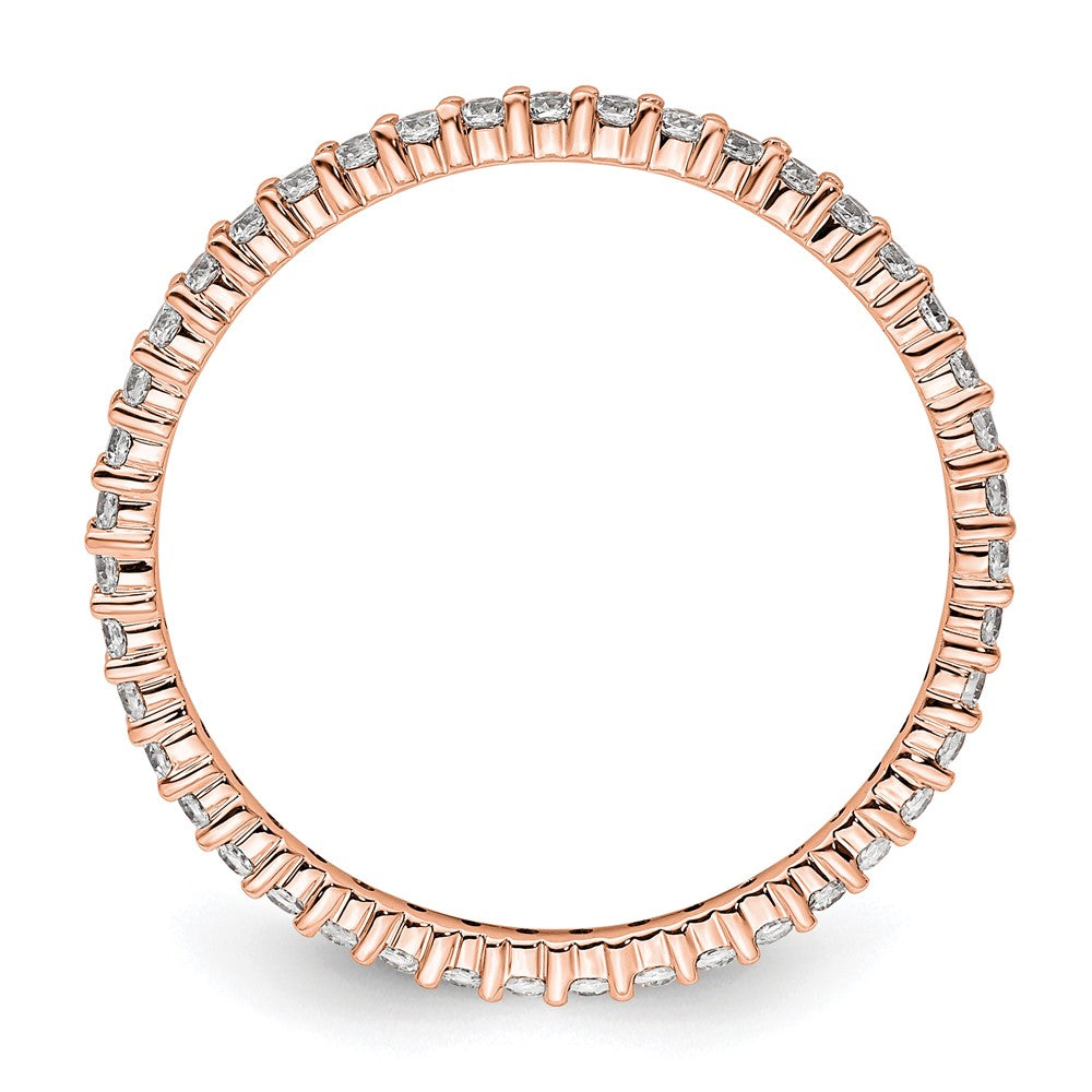 Solid Real 14k Rose Gold Polished Shared Prong 1/2ct CZ Eternity Wedding Band Ring