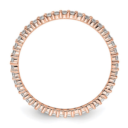 Solid Real 14k Rose Gold Polished Shared Prong 1/2ct CZ Eternity Wedding Band Ring