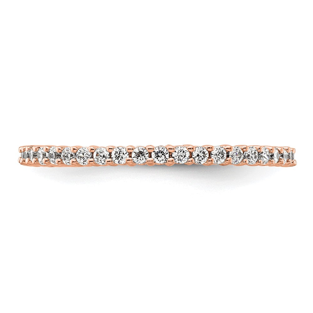 Solid Real 14k Rose Gold Polished Shared Prong 1/2ct CZ Eternity Wedding Band Ring