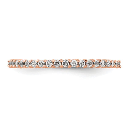 Solid Real 14k Rose Gold Polished Shared Prong 1/2ct CZ Eternity Wedding Band Ring