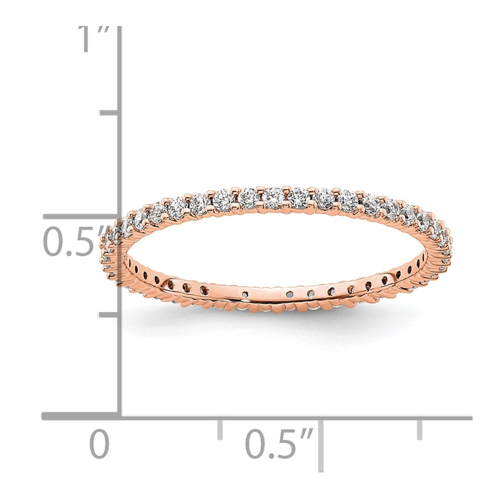 Solid Real 14k Rose Gold Polished Shared Prong 1/2ct CZ Eternity Wedding Band Ring