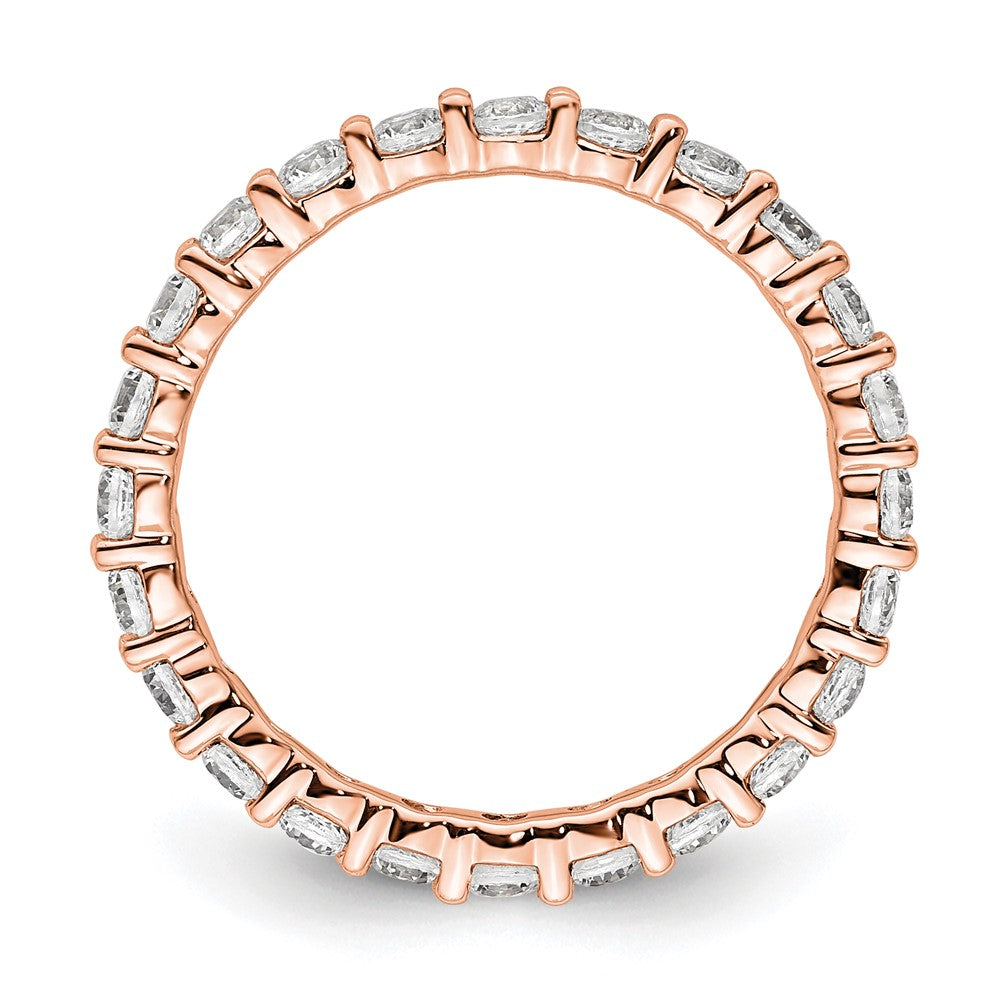 Solid Real 14k Rose Gold Polished shared Prong 1ct CZ Eternity Wedding Band Ring