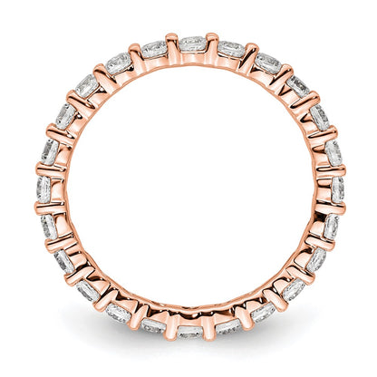 Solid Real 14k Rose Gold Polished shared Prong 1ct CZ Eternity Wedding Band Ring